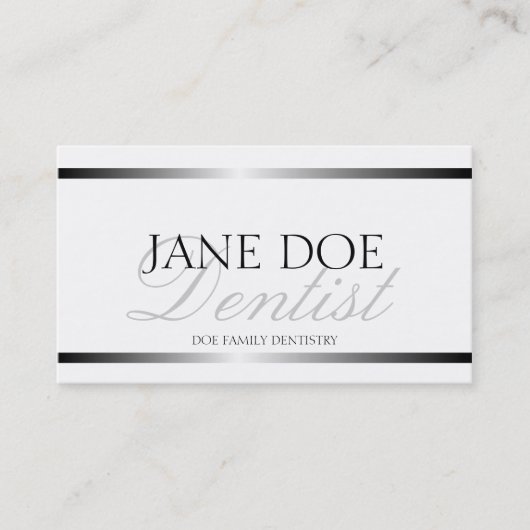 歯科医の銀製の金属原稿 名刺 (正面)