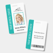 歯科医のOfficeロゴ従業員の写真IDティール（緑がかった色） バッジ (正面＆裏面)