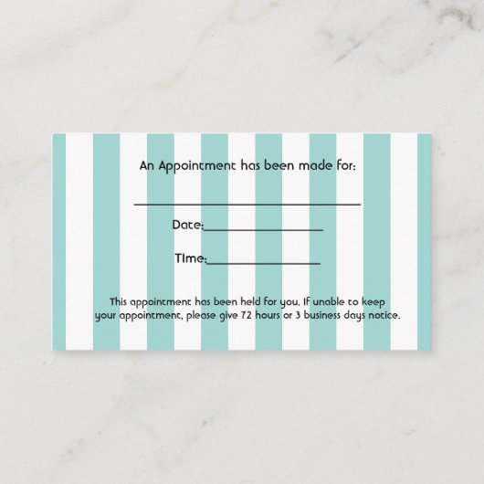 歯科医または歯科衛生士の名刺 予約カード (裏面)