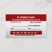 歯科医アポイントメントカード – 色の変更が可能 予約カード (裏面)