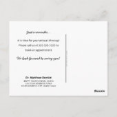 歯科医アポイントメントリマインダーかわいい歯 ポストカード (裏面)