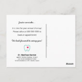 歯科医アポイントメントリマインダー歯とハートティール(緑がかった色) ポストカード (裏面)