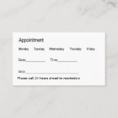 歯科医アポイントメント名刺の組み合わせ 名刺 (裏面)