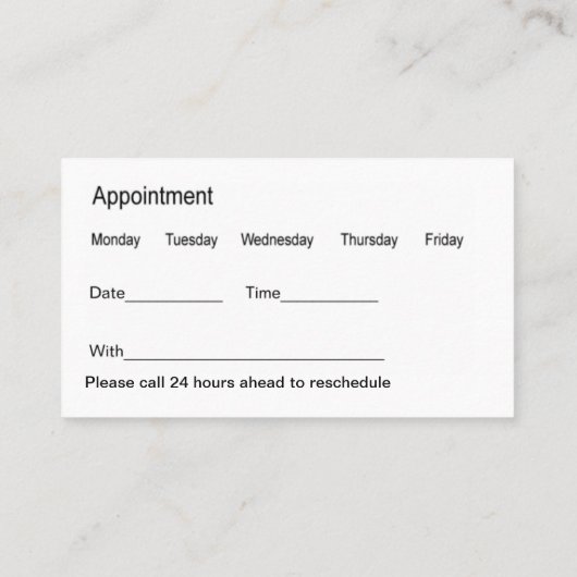 歯科医アポイントメント名刺の組み合わせ 名刺 (裏面)