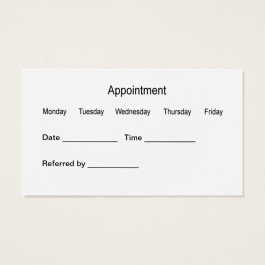 歯科医アポイントメント名刺 (裏面)