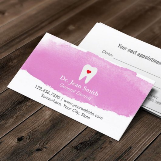 歯科医アポイントメント歯ハート水カラー歯科 予約カード