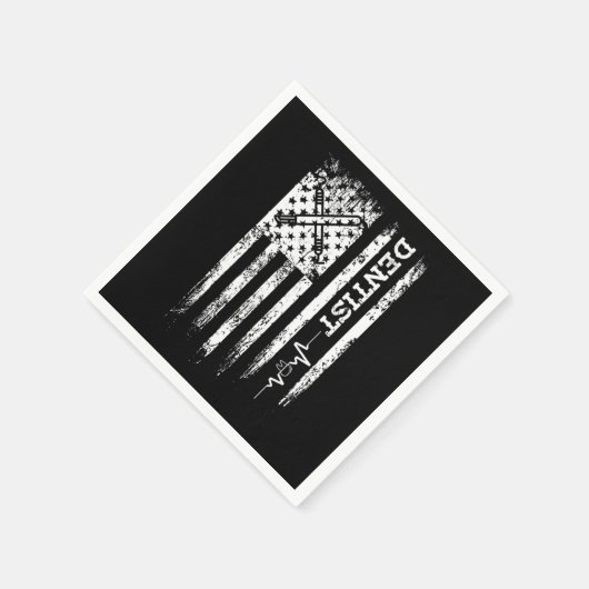 歯科医アメリカ国旗歯科歯医者G スタンダードカクテルナプキン (角)