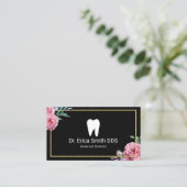 歯科医エレガントフローラ金ゴールド枠デンタルケア 名刺 (スタンド正面)