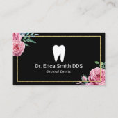 歯科医エレガントフローラ金ゴールド枠デンタルケア 名刺 (正面)