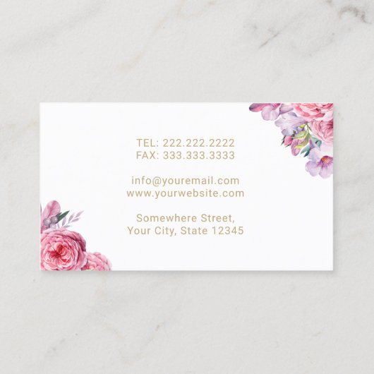 歯科医エレガントフローラ金ゴールド歯デンタルケア 名刺 (裏面)