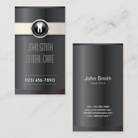 歯科医エレガントブラックデンタルケア 名刺 (正面/裏面)