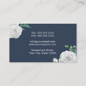 歯科医エレガント白フローラデンタルケアネイビーブルー 名刺 (裏面)