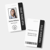 歯科医オフィスのロゴの写真ID黒 バッジ (正面＆裏面)