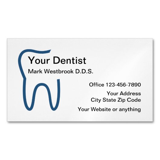 歯科医オフィスの名刺の磁石 マグネット名刺 (正面)