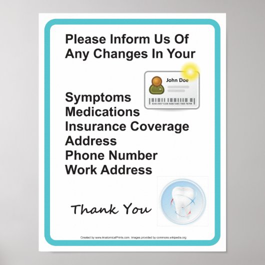 歯科医オフィスの患者情報ウォールサイン ポスター (正面)