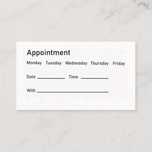 歯科医オフィスアポイントメントテンプレートデザイン 名刺 (裏面)