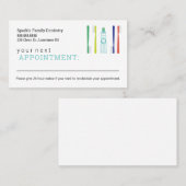 歯科医オフィスアポイントメントリマインダーカード 予約カード (正面/裏面)