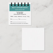 歯科医オフィスアポイントメントリマインダー名刺 予約カード (正面/裏面)