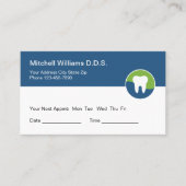 歯科医オフィスアポイントメント名刺 予約カード (正面)