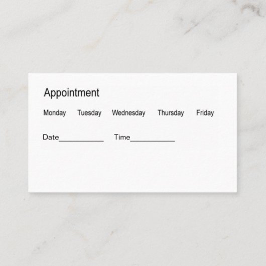 歯科医オフィスクラスアポイントメント名刺 名刺 (裏面)