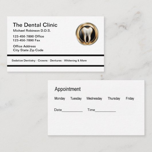 歯科医オフィスクラスアポイントメント名刺 名刺 (正面/裏面)