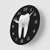歯科医オフィスデンタルケア白歯無地ブラック ラウンド壁時計 (傾斜)