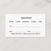 歯科医オフィスプロフェッショナル名刺 予約カード (裏面)