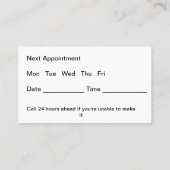 歯科医オフィス予算アポイントメントカード新規 予約カード (裏面)