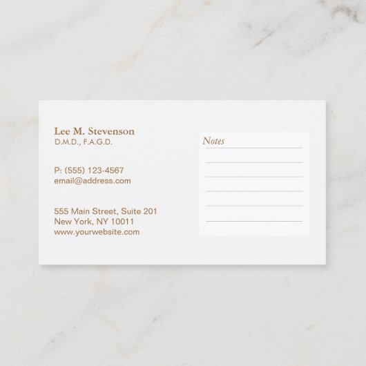 歯科医オフィスDDSアポイントメント名刺 予約カード (裏面)