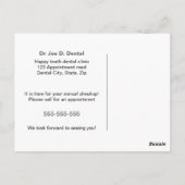 歯科医クリニックアポイントメントリマインダー,緑 ポストカード (裏面)