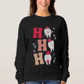 歯科医サンタクロース歯牙のピンク色 スウェットシャツ (正面)