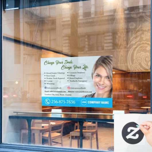 歯科医サービス編集可能ウィンドウの固定 ウィンドウサイン (カフェ窓)