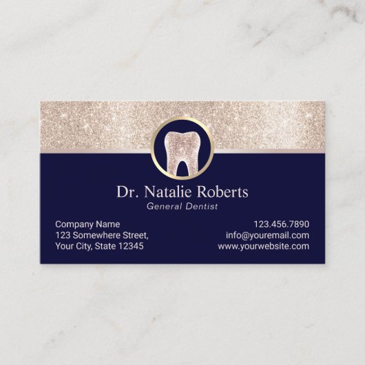 歯科医シック縁ど金ゴールド歯ロゴネイビーデンタル 予約カード (正面)