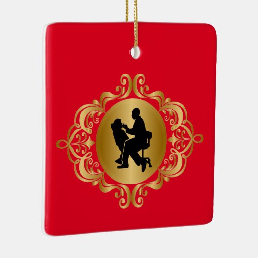 歯科医シルエットクリスマスオーナメント セラミックオーナメント (右)
