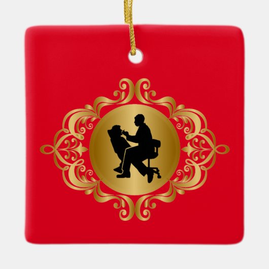 歯科医シルエットクリスマスオーナメント セラミックオーナメント (正面)