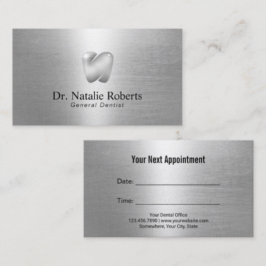 歯科医シルバーティースロゴモダン歯科医院 予約カード (正面/裏面)