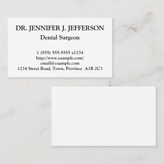 歯科医シンプル医ビジネスカード 名刺 (正面/裏面)