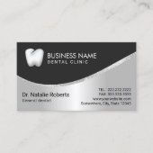 歯科医スタイリッシュ歯ロゴ金属デンタルケア 予約カード (正面)