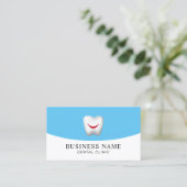 歯科医スマイル歯モダン青デンタルケア 名刺 (スタンド正面)