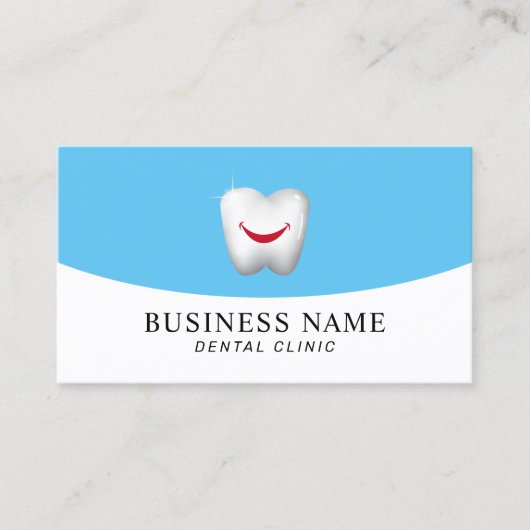 歯科医スマイル歯モダン青デンタルケア 名刺 (正面)