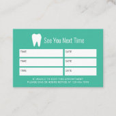 歯科医ターコイズグリーンデンタルアポイントメント 予約カード (正面)