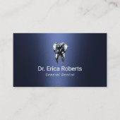 歯科医ダイヤモンド歯モダンネイビーブルーデンタルケア 名刺 (正面)