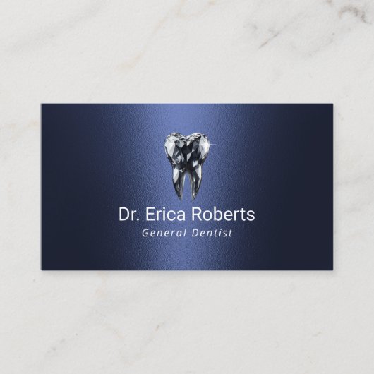 歯科医ダイヤモンド歯モダンネイビーブルーデンタルケア 名刺 (正面)