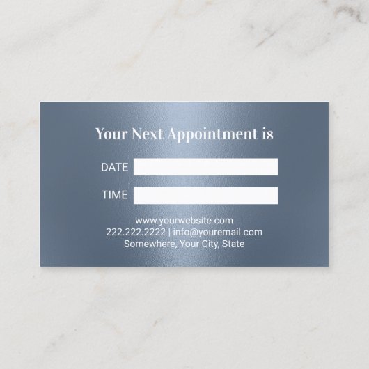 歯科医ダスティブルーグリッター歯金属歯科用 予約カード (裏面)