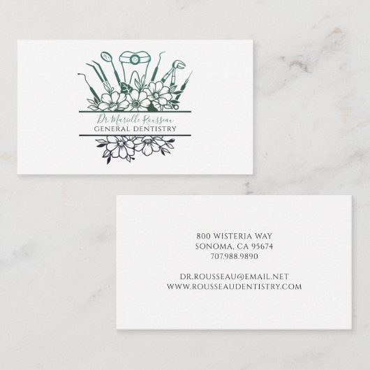 歯科医ツールとフローラ 名刺 (正面/裏面)