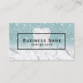 歯科医ティースブルーグリッター大理石デンタルケア 名刺 (正面)