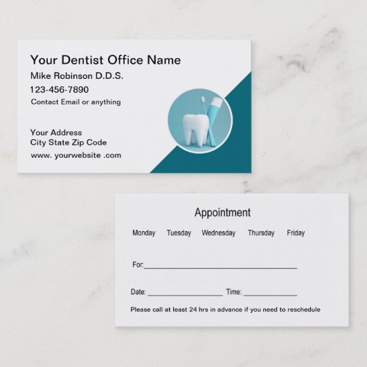 歯科医テーマアポイントメント名刺テンプレート 名刺 (正面/裏面)