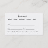 歯科医テーマアポイントメント名刺テンプレート 名刺 (裏面)