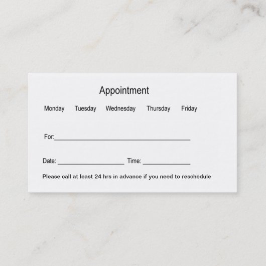 歯科医テーマアポイントメント名刺テンプレート 名刺 (裏面)