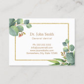 歯科医デンタルケアモダン金ゴールド縁どボタニカル 名刺 (裏面)